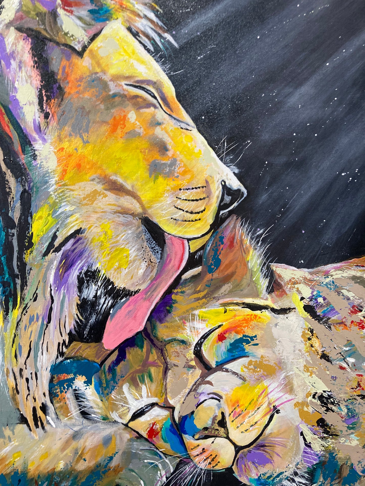 Oeuvre originale LION "Simba et Nala"