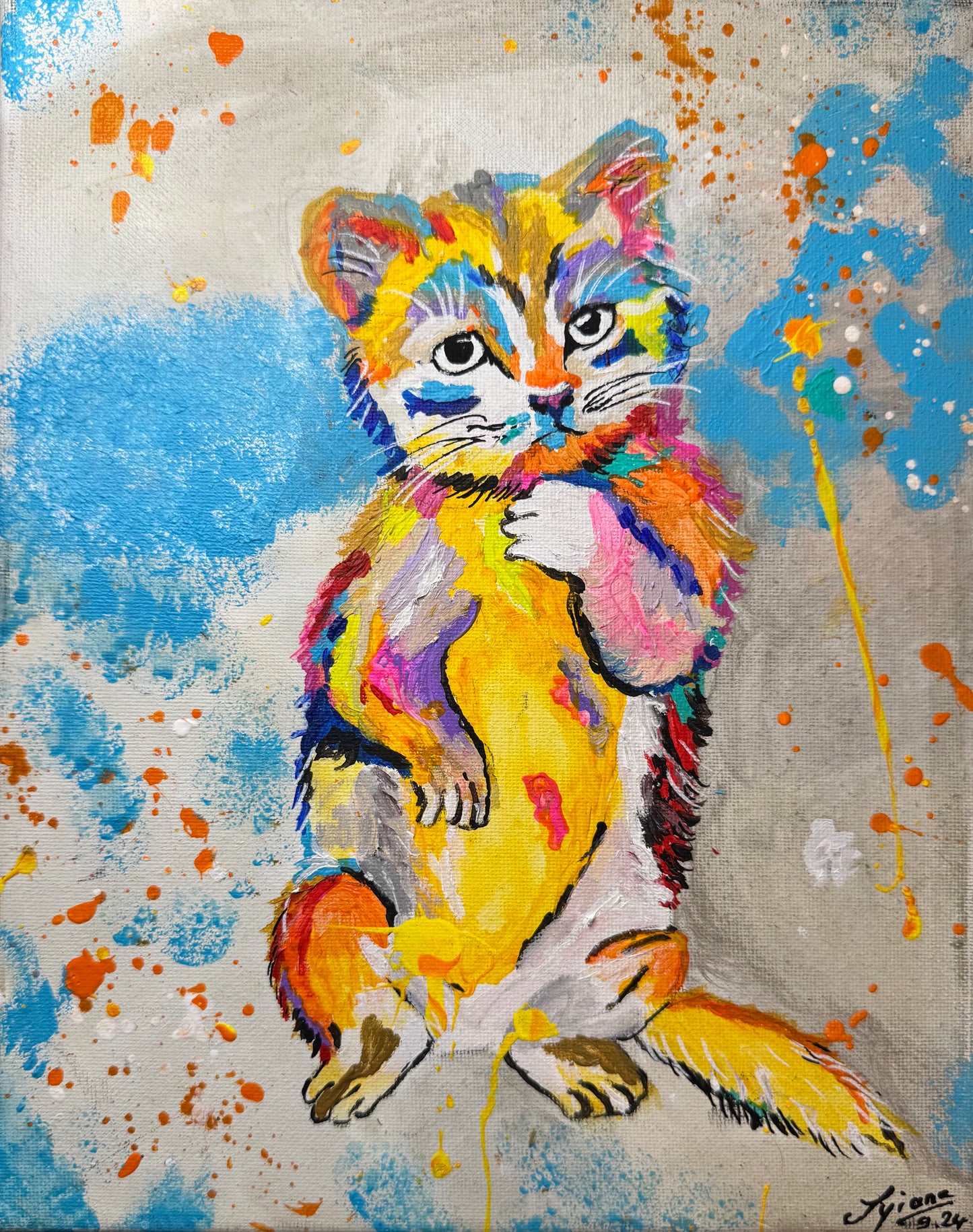 Tableau originale CHAT "Funny cat" (vendu)
