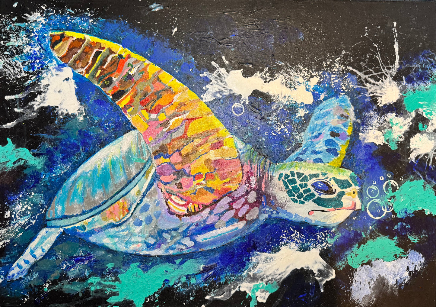 Oeuvre origale TORTUE "Belle des océans"