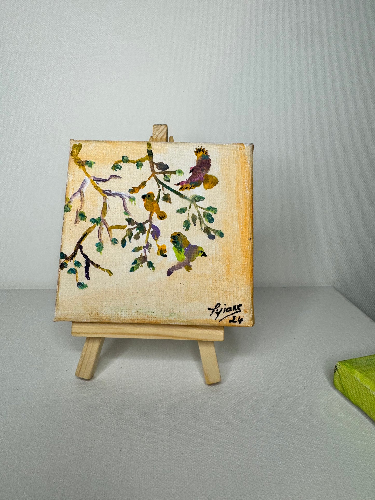 Oeuvre originale OISEAUX " Douceur du printemps"