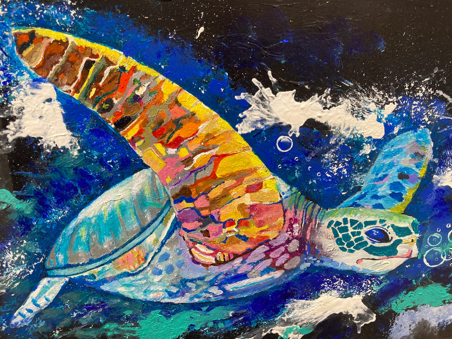 Oeuvre origale TORTUE "Belle des océans"