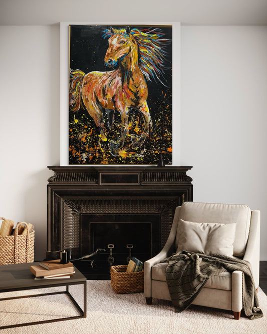 Oeuvre originale cheval "galop sauvage"