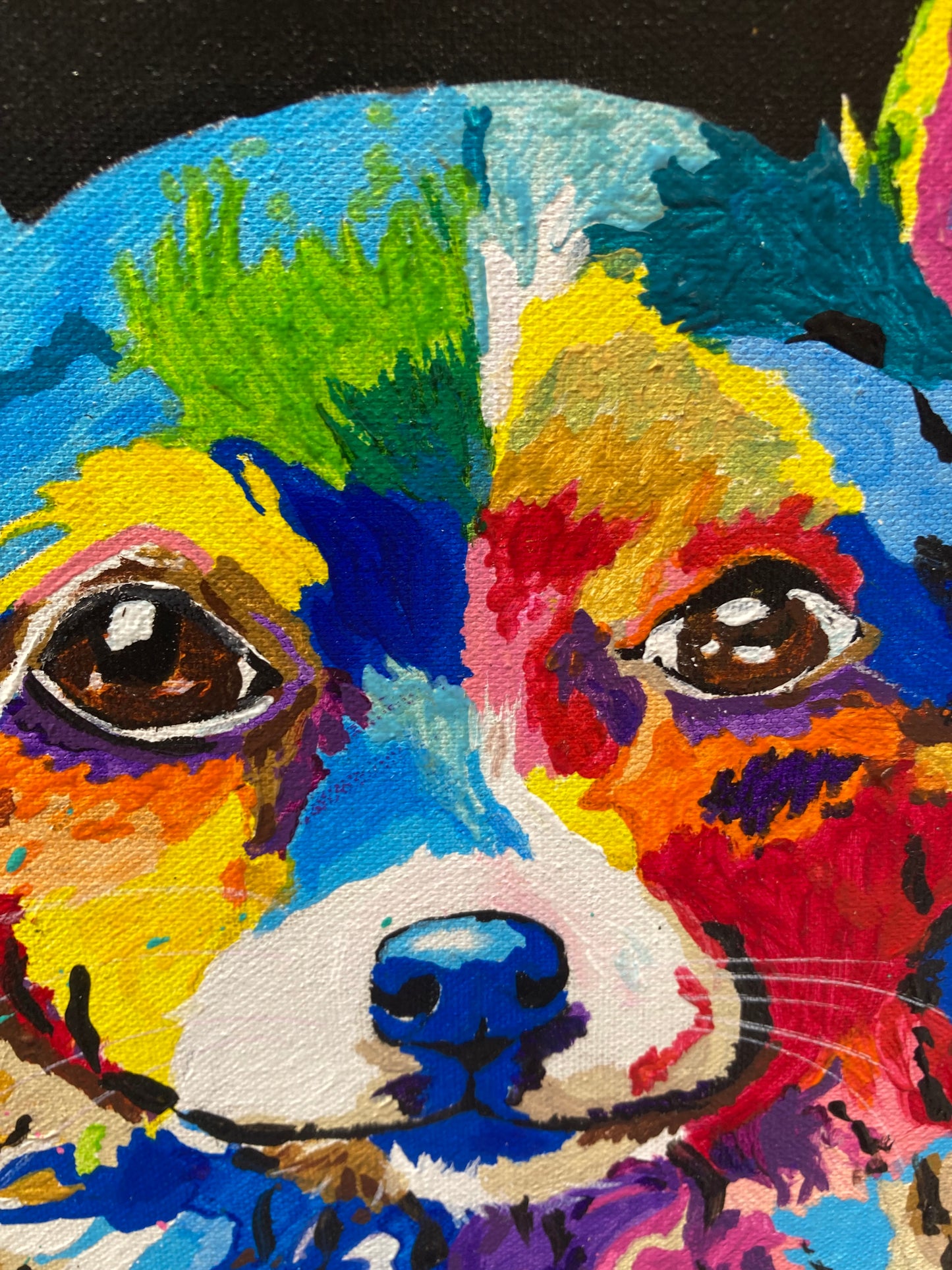 Oeuvre originale CHIEN "Chihuahua arc-en-ciel"