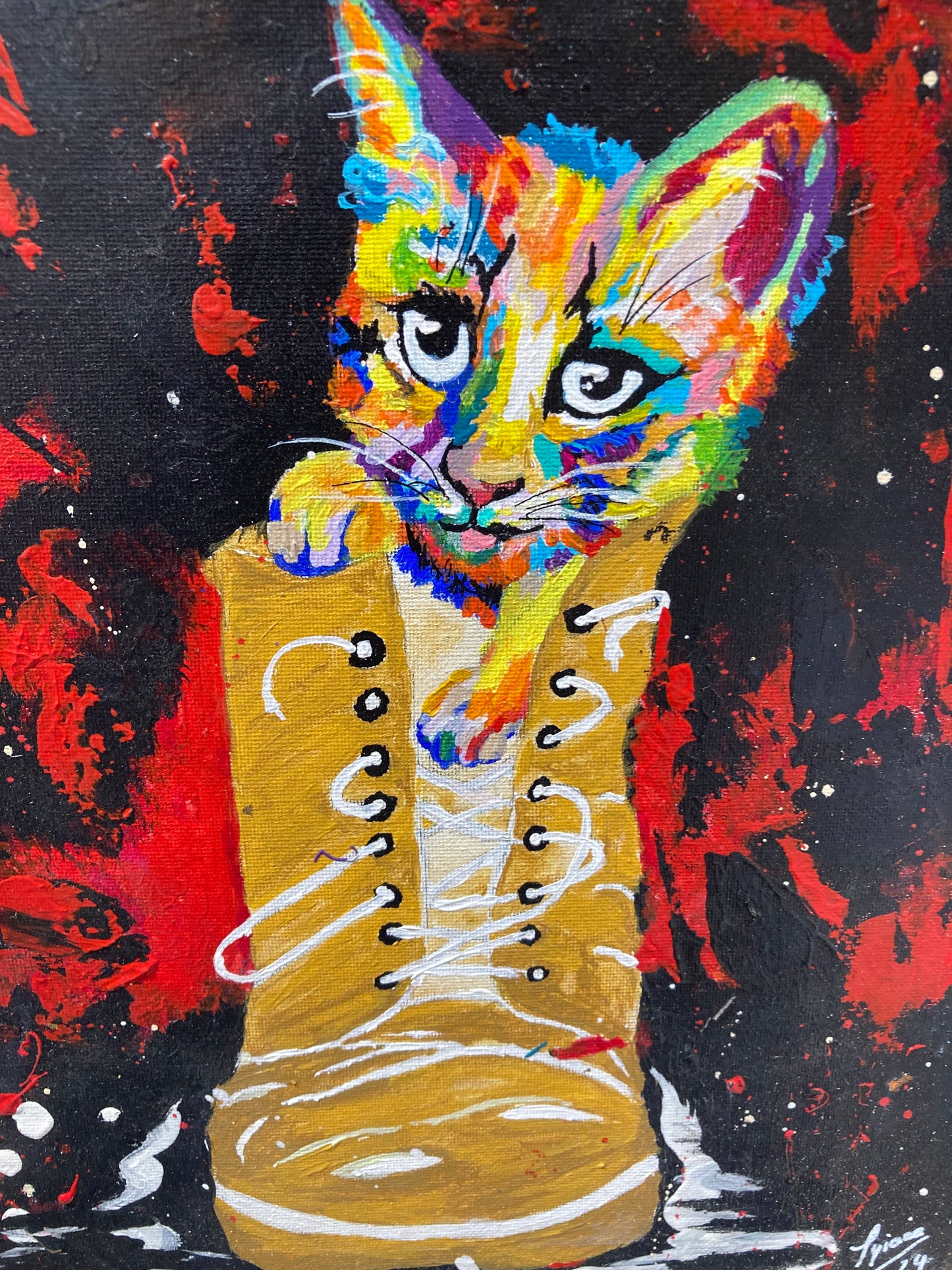 Oeuvre originale CHAT "Chat botté"