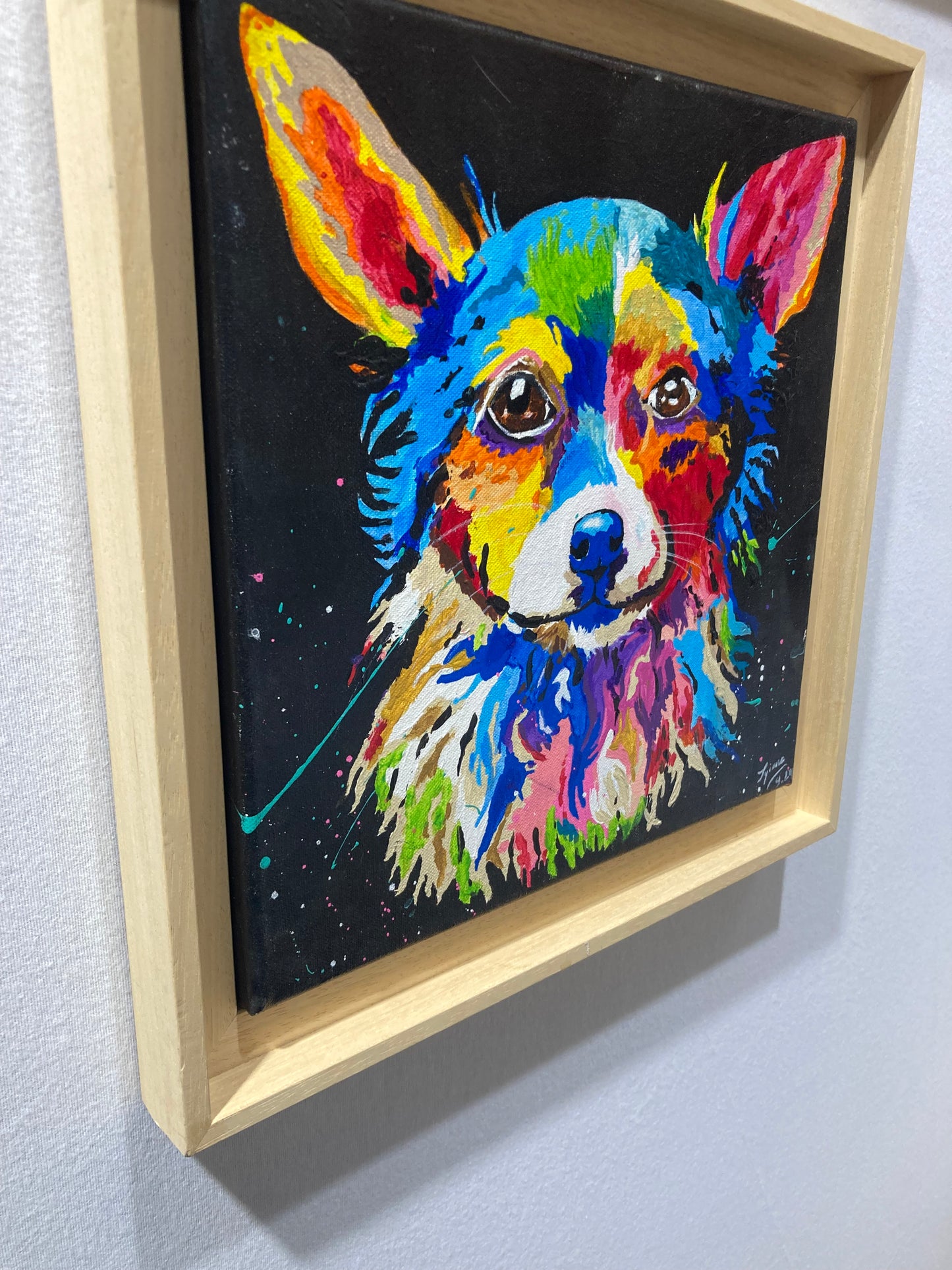 Oeuvre originale CHIEN "Chihuahua arc-en-ciel"