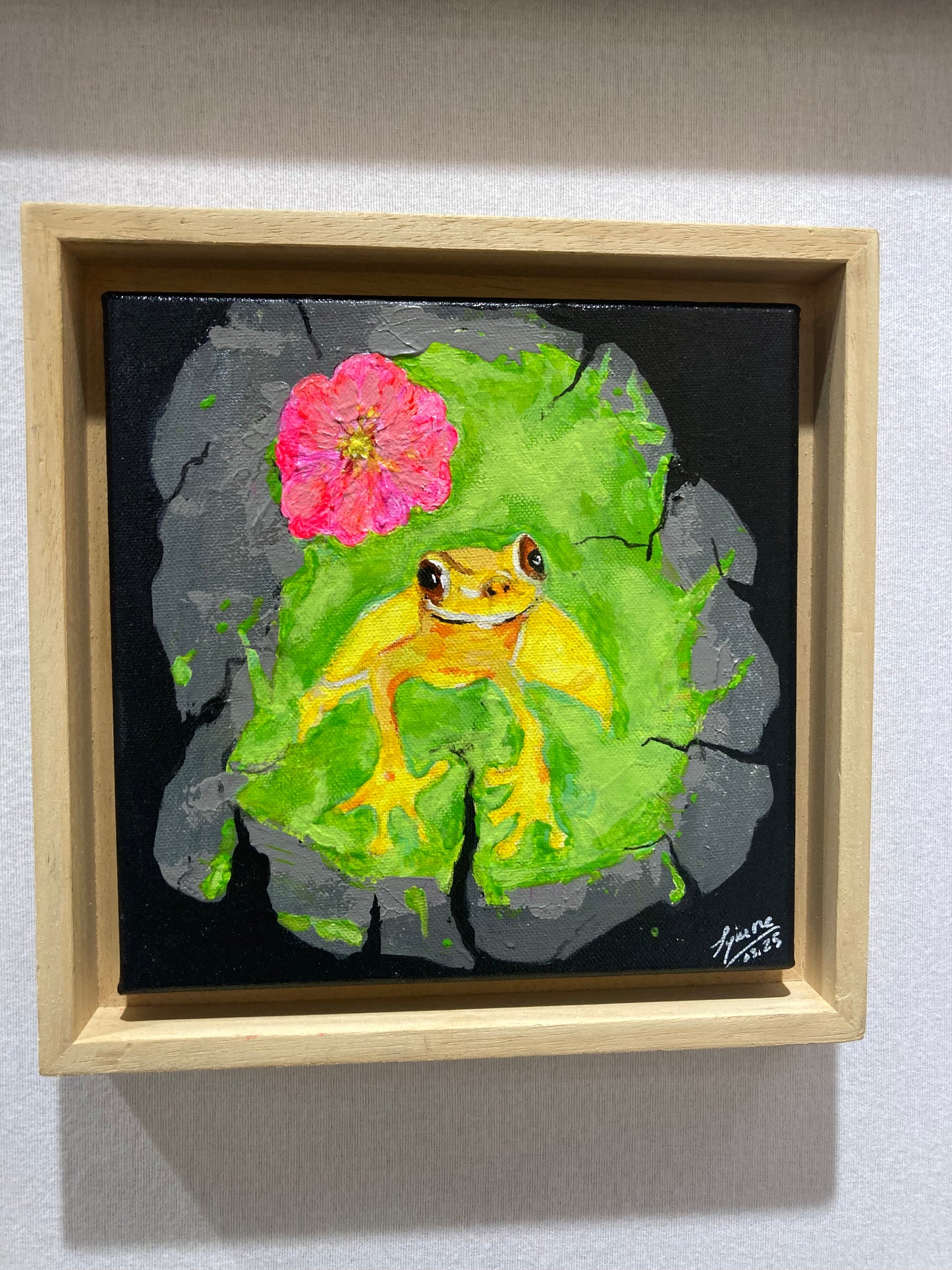 Oeuvre originale GRENOUILLE « Reine des nénuphars"