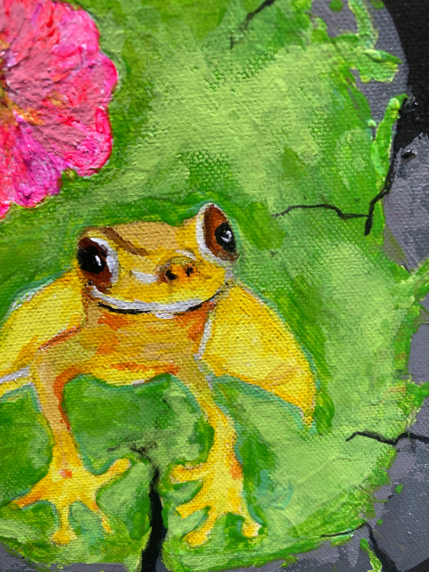 Oeuvre originale GRENOUILLE « Reine des nénuphars"