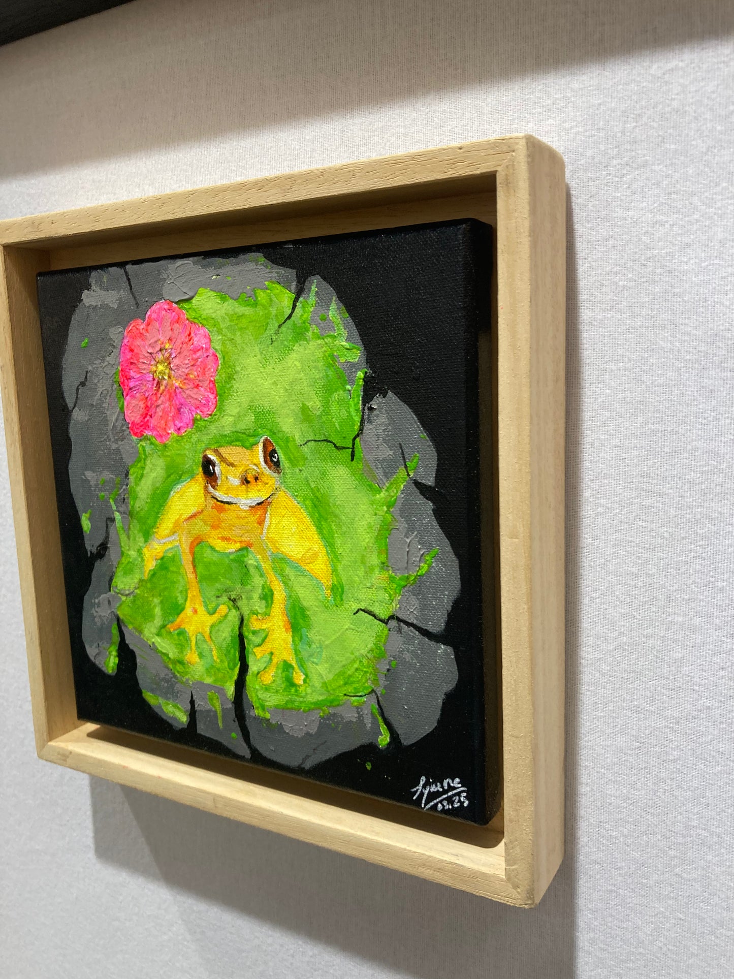 Oeuvre originale GRENOUILLE « Reine des nénuphars"