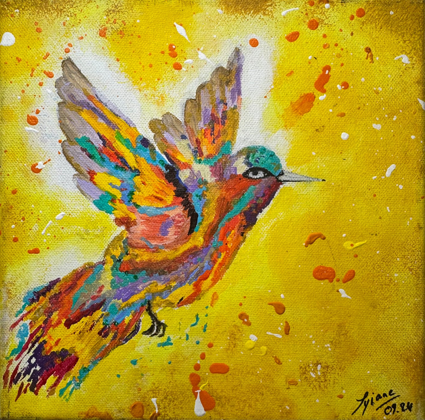 Oeuvre originale COLIBRI "L'éclat en vol" (vendu)