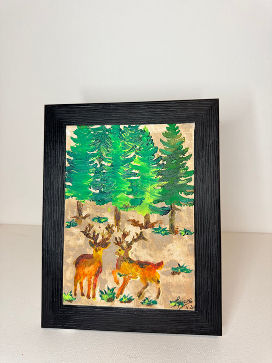 Oeuvre originale CERF " Le galopé sauvage"