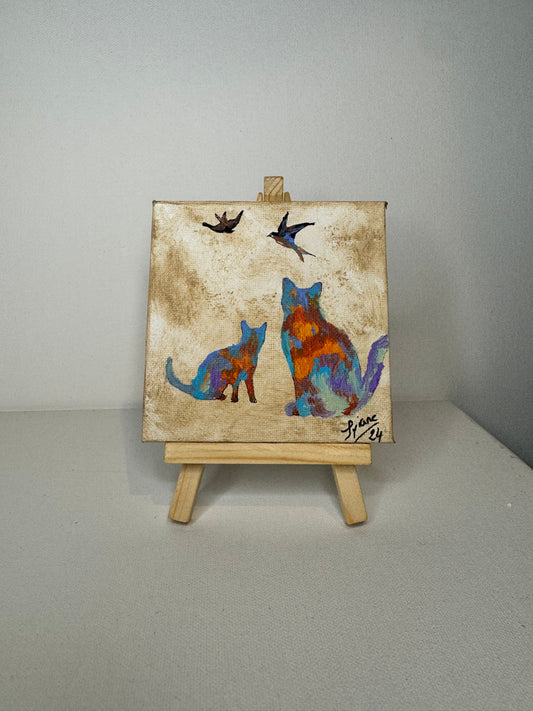 Oeuvre originale CHAT "Les chasseurs du vent"