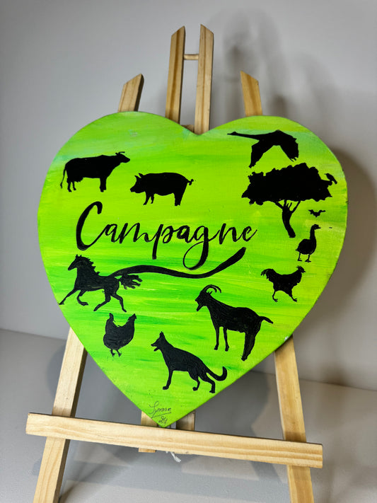 Oeuvre originale ANIMAUX CAMPAGNE "Coeur de campagne"