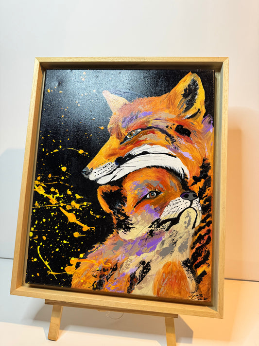 Oeuvre originale RENARD "L'Étreinte sauvage" (VENDU)