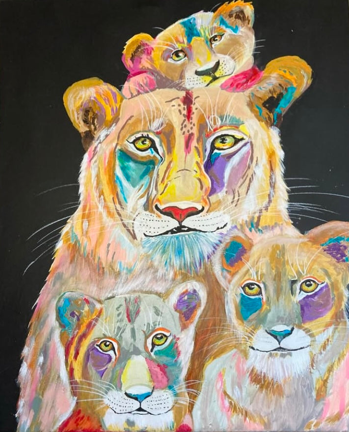 Oeuvre originale LION "Regard de fauves"